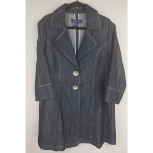 Baccini Women's plus size 18/20 Denim Jacket Button Up Pockets Black Chambray